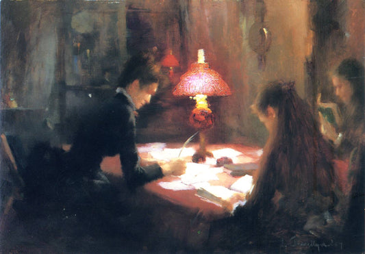 A winter night, vintage artwork by Sir William Llewellyn, 12x8" (A4) Poster