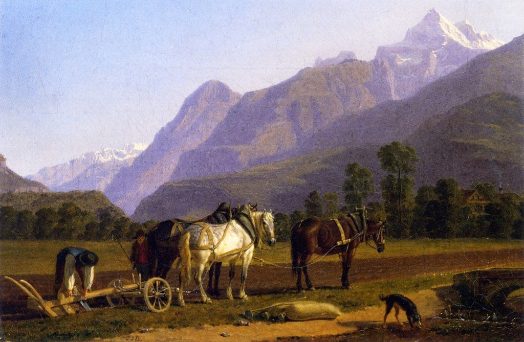 Landscape in the Bernese Oberland, vintage artwork by Johannes Jakob Biedermann, 12x8" (A4) Poster