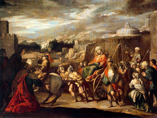 Triumph of Joseph in Egypt, vintage artwork by Antonio del Castillo y Saavedra, 12x8" (A4) Poster
