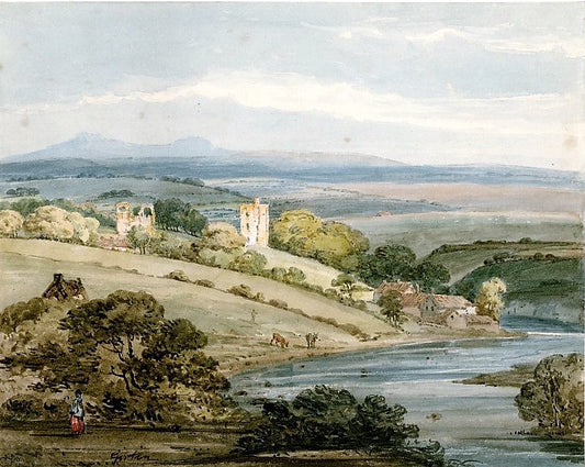 Etal Castle, Northumberland, vintage artwork by Thomas Girtin, 12x8" (A4) Poster