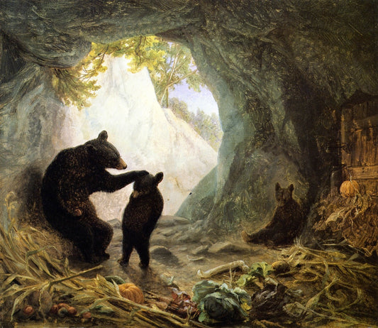 Bear and Cubs, vintage artwork by William Holbrook Beard, 12x8" (A4) Poster