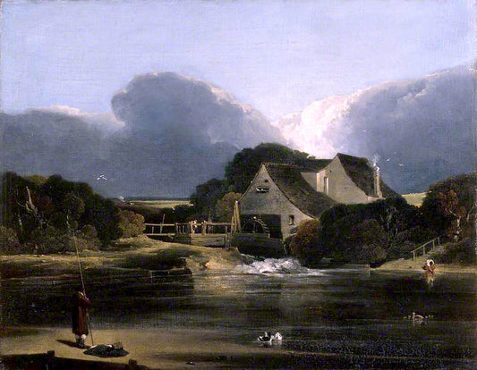 Landscape with Water Mill, vintage artwork by Sir Augustus Wall Callcott R.A., 12x8" (A4) Poster