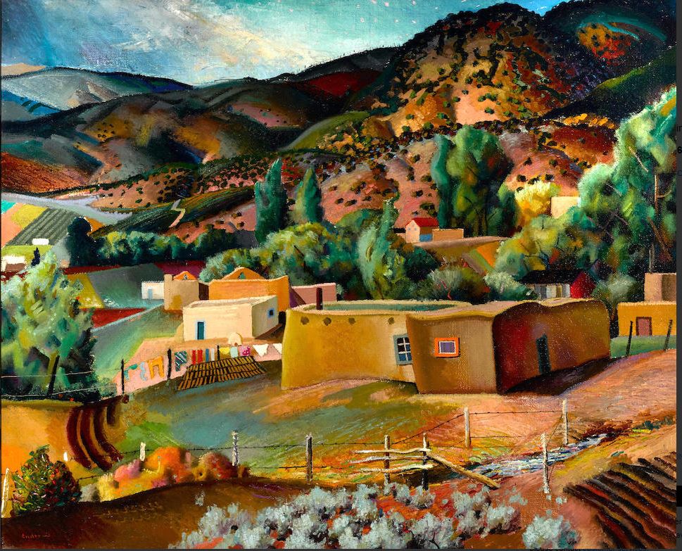 Canon landscape, Taos, vintage artwork by Richard Manning Crisler, 12x8" (A4) Poster