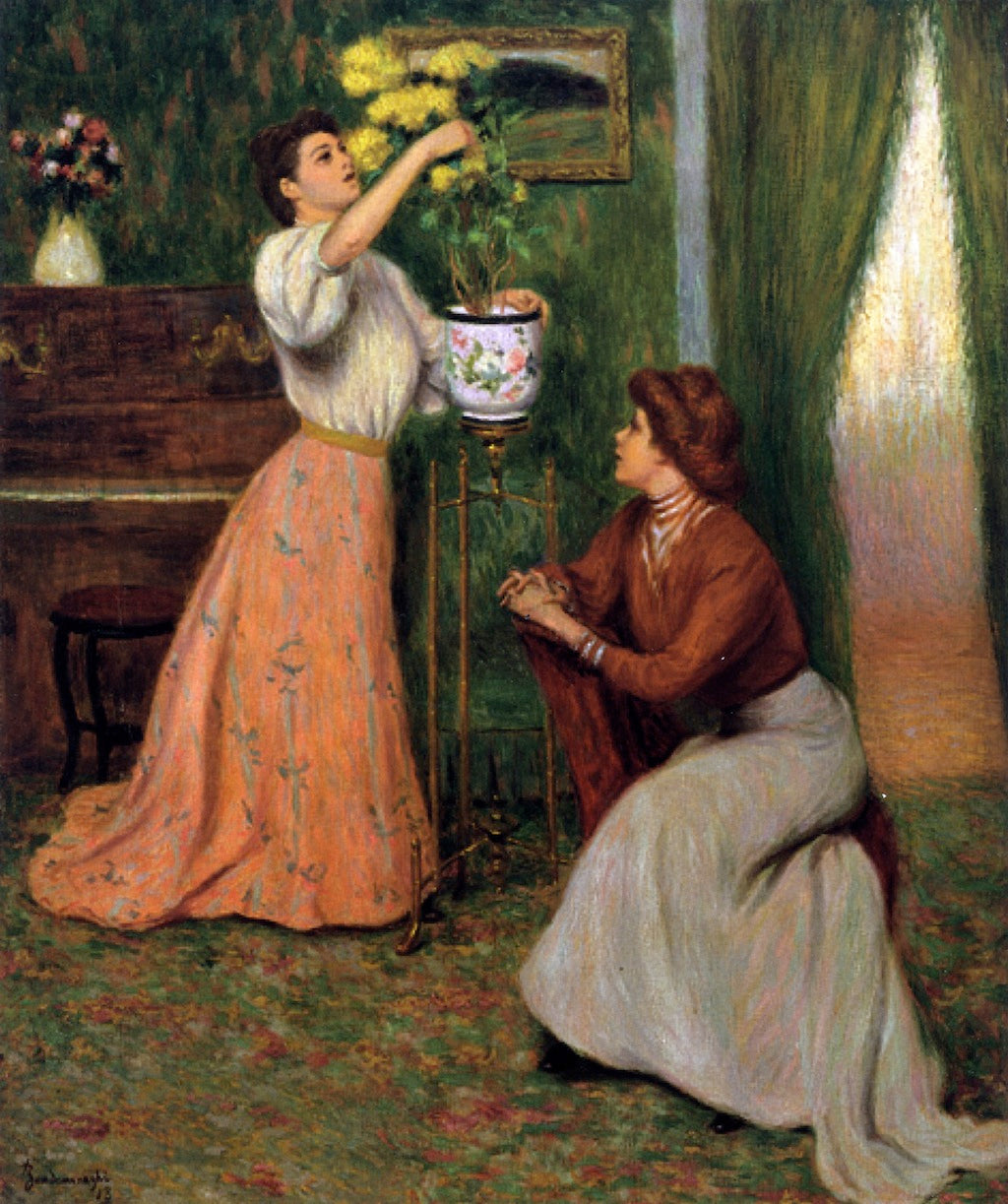 In the Salon, vintage artwork by Federico Zandomeneghi, 12x8" (A4) Poster