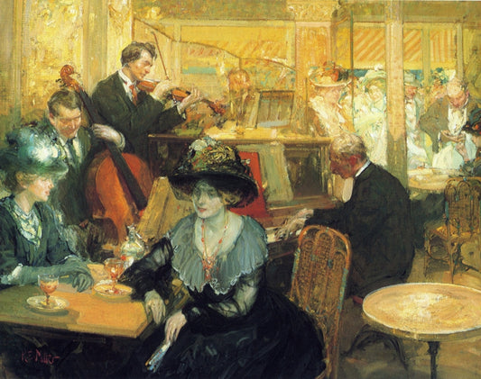 Cafe de la Paix, vintage artwork by Richard Edward Miller, 12x8" (A4) Poster