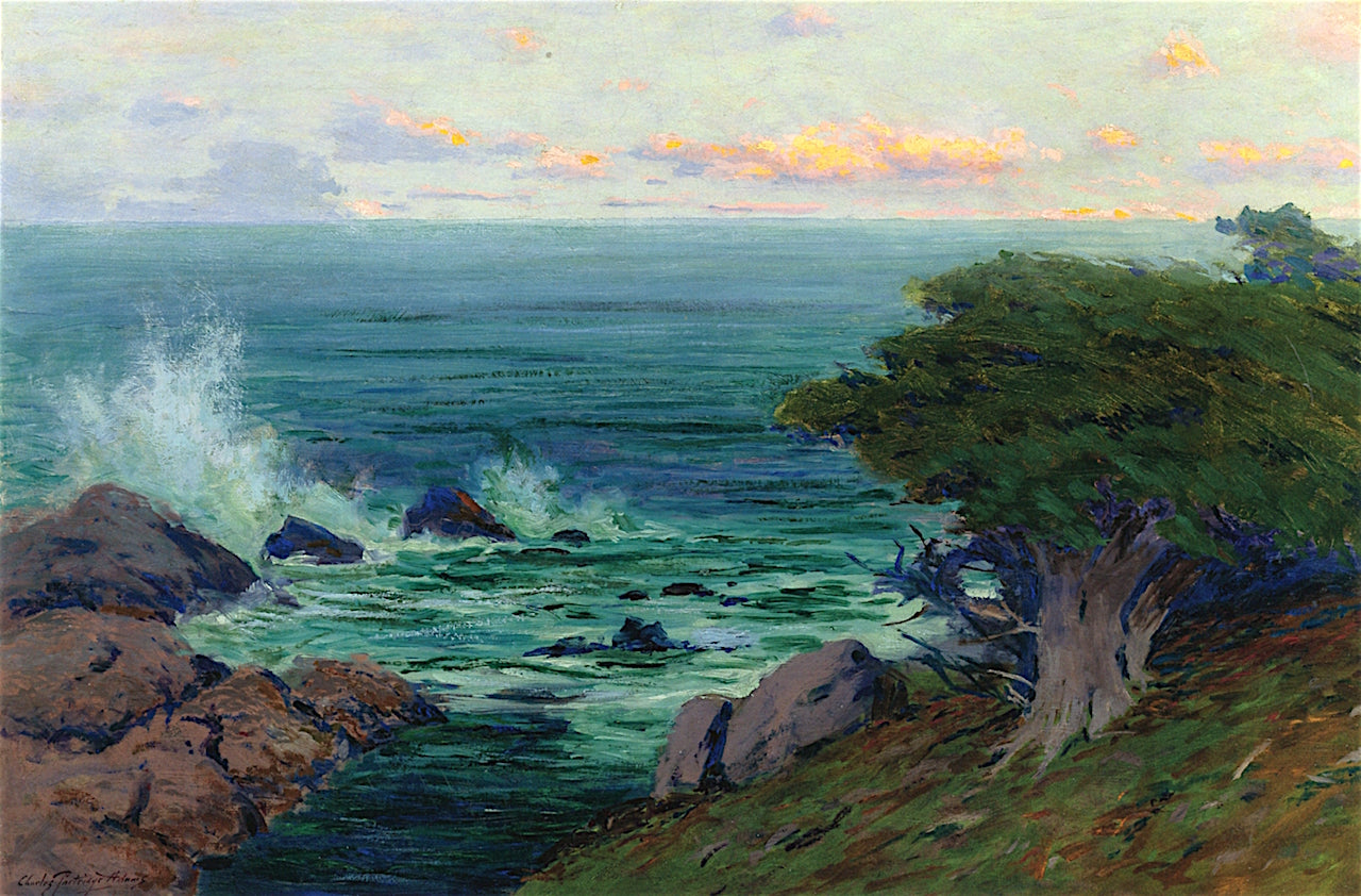 Evening, Point Lobos, vintage artwork by Charles Partridge Adams, 12x8" (A4) Poster