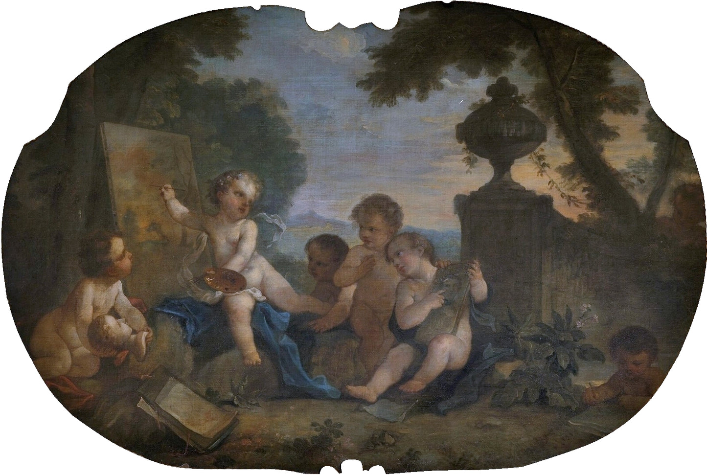 Allegory of the Arts - Painting, vintage artwork by Charles-Joseph Natoire, 12x8" (A4) Poster