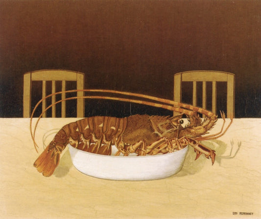 Nature morte avec langouste, vintage artwork by Dominique Peyronnet, 12x8" (A4) Poster
