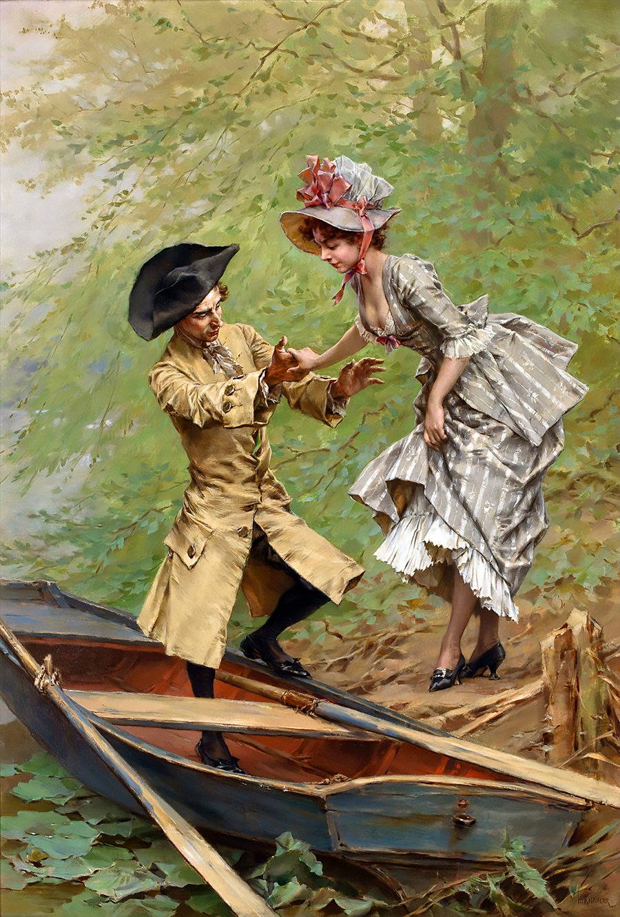 The Boating Party, vintage artwork by Frederik Henrdik Kaemmerer, 12x8" (A4) Poster