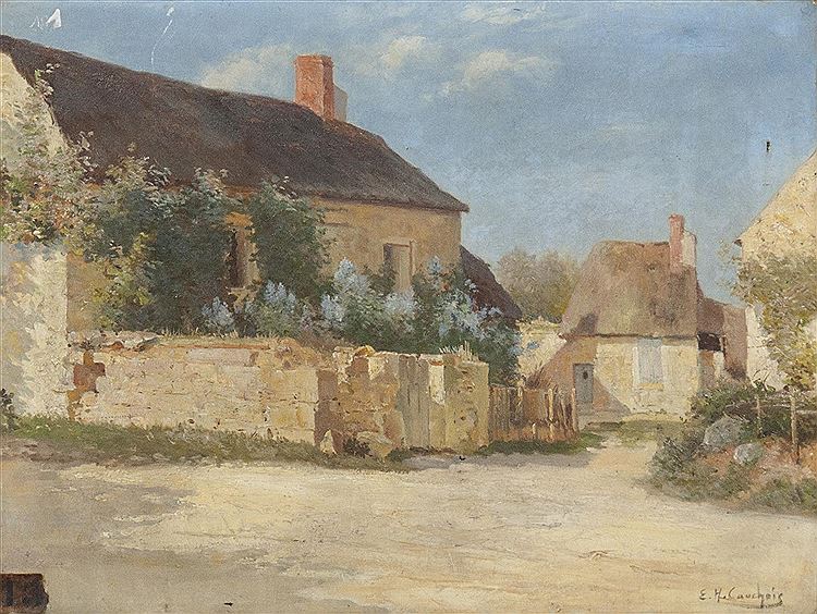 View of House, vintage artwork by Eugene Henri Cauchois, 12x8" (A4) Poster