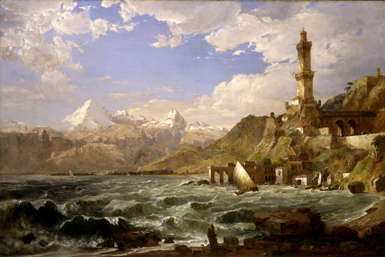 The Coast of Genoa, vintage artwork by Jasper Francis Cropsey, 12x8" (A4) Poster