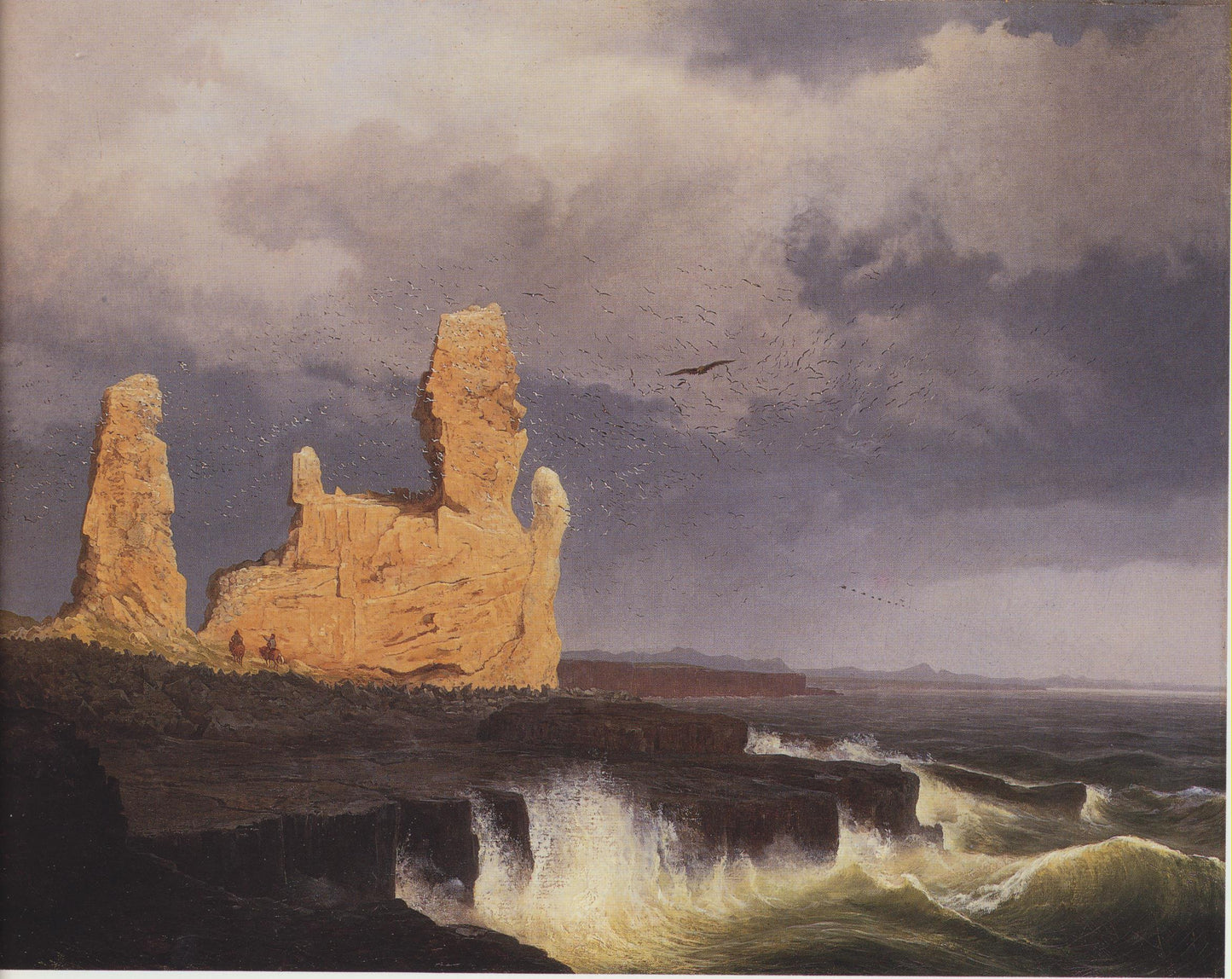 Lóndrangar, vintage artwork by Johan Christian Ezdorf, A3 (16x12") Poster Print
