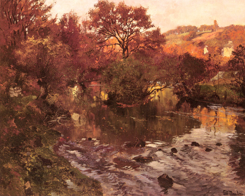 Golden Autumn, Brittany, vintage artwork by Fritz Thaulow, 12x8" (A4) Poster
