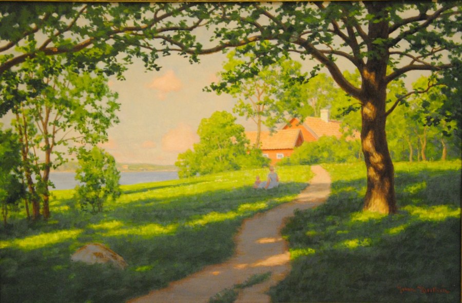 Children in summer landscape by Johan Krouthen,A3(16x12")Poster