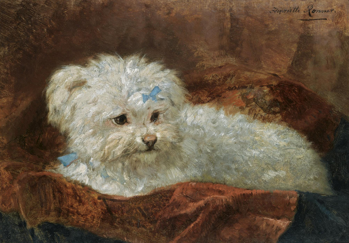 A Maltese, vintage artwork by Henriette Ronner-Knip, A3 (16x12") Poster Print