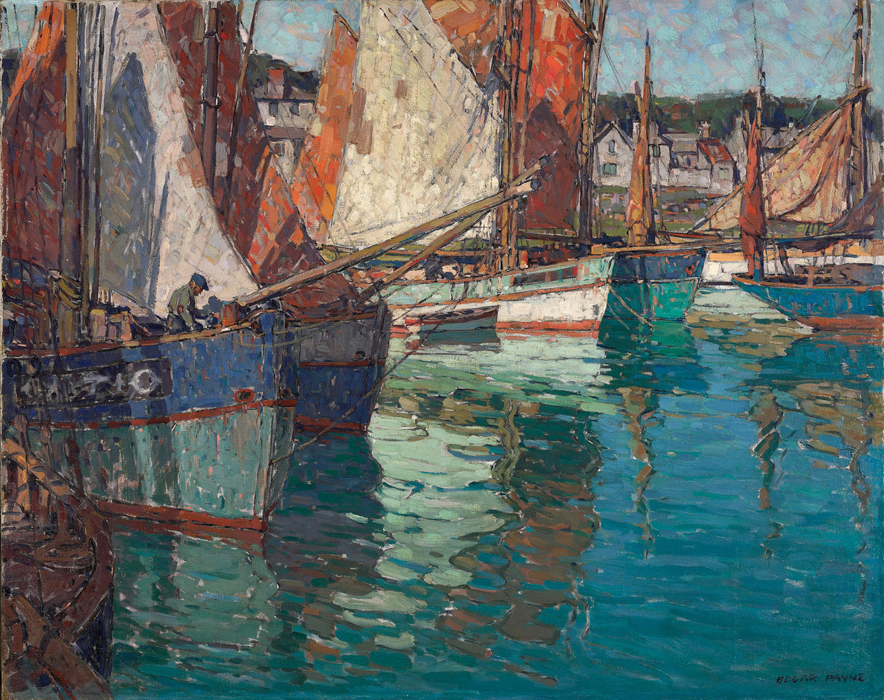 Breton Tuna Boats, Concarneau, France by Edgar Alwyn Payne,16x12(A3) Poster