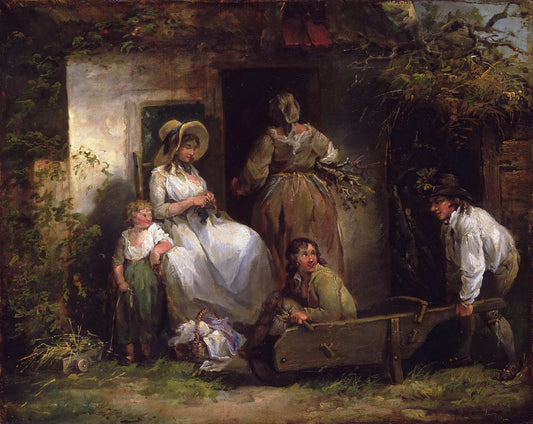 Happy Cottagers, vintage artwork by George Morland, 12x8" (A4) Poster