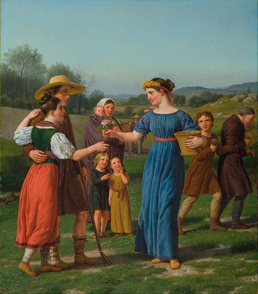 The Maiden from Afar From the poem by  Schiller, vintage artwork by Christoffer Wilhelm Eckersberg, 12x8" (A4) Poster
