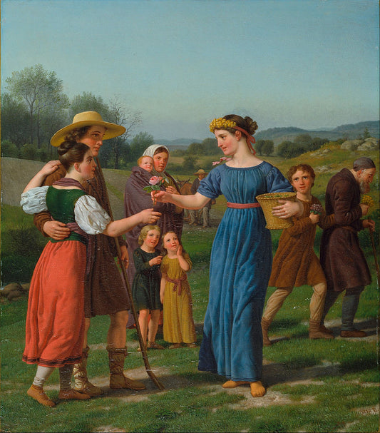 The Maiden from Afar From the poem by  Schiller, vintage artwork by Christoffer Wilhelm Eckersberg, 12x8" (A4) Poster