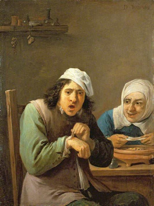 The Five Senses:  Feeling, vintage artwork by David Teniers (II), 12x8" (A4) Poster