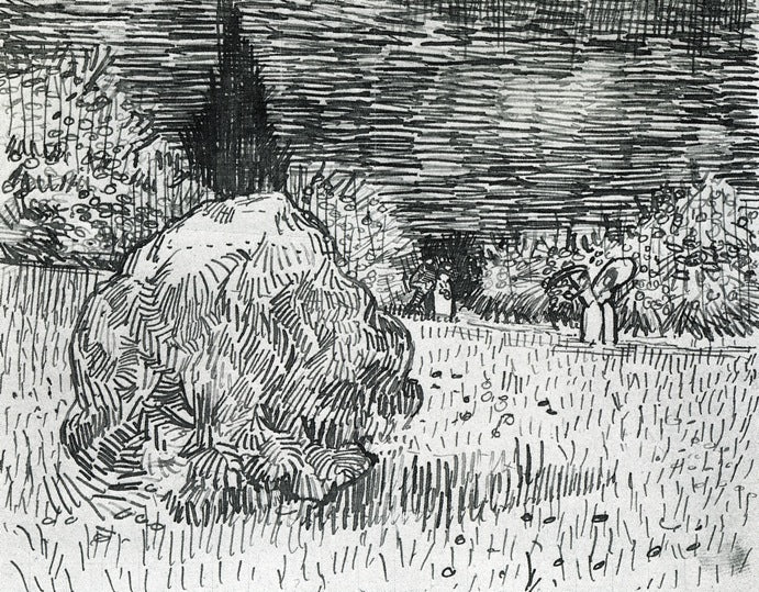 Bush in the Park at Arles; The Poet's Garden II, vintage artwork by Vincent van Gogh, 12x8