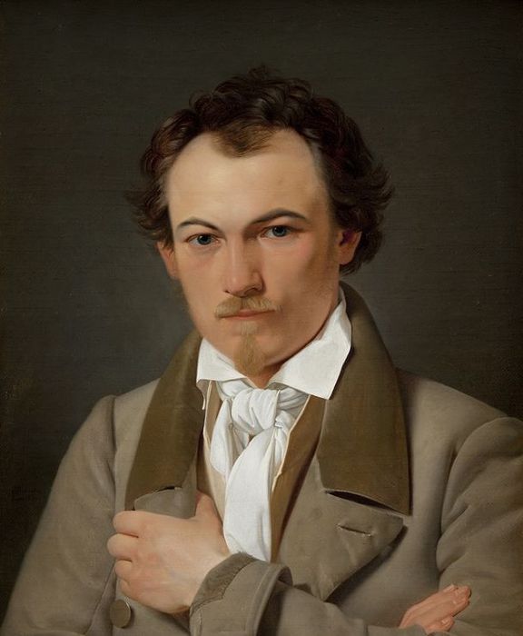 Portrait of the Scene Painter Troels Lund, vintage artwork by Ditlev Conrad Blunck, A3 (16x12") Poster Print