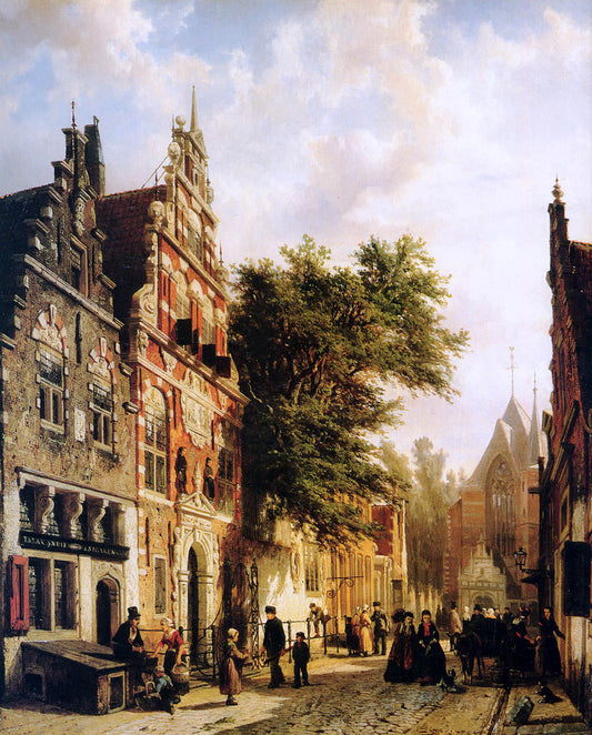 Weeshuis in Enkhuizen, vintage artwork by Cornelis Springer, A3 (16x12") Poster Print