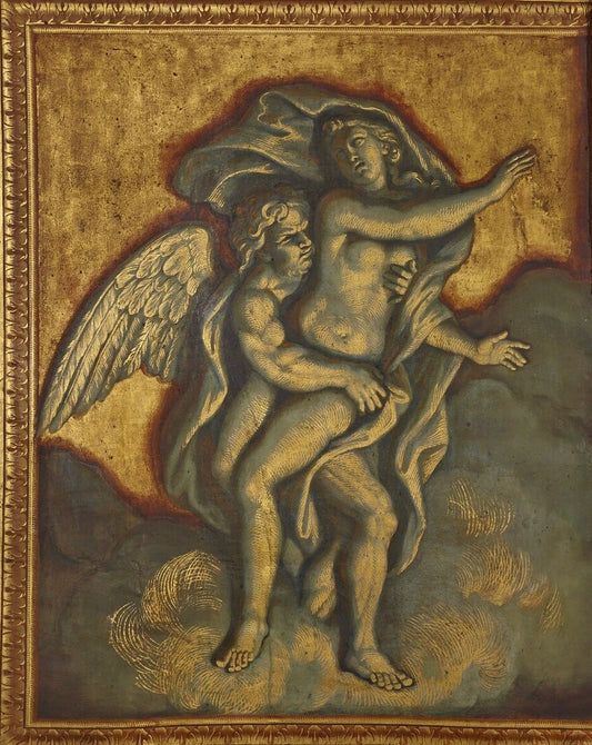 Salon of Venus - Boreas and Oreithyia (detail), vintage artwork by Rene-Antoine Houasse, 12x8" (A4) Poster