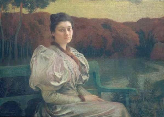 Portrait of Louise Galtier-Boissiere, vintage artwork by Emile Rene Menard, 12x8" (A4) Poster