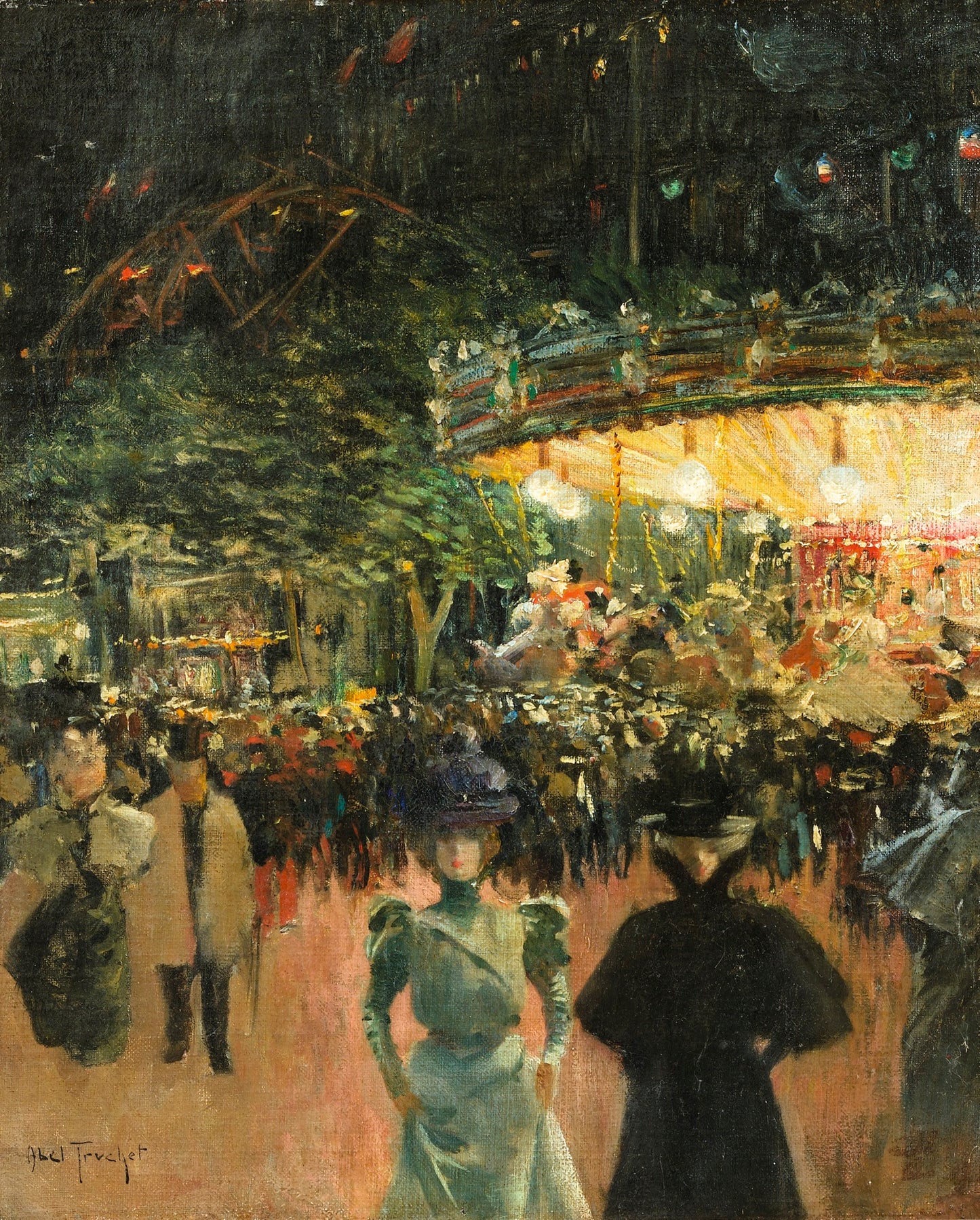 Fairground, Place Pigalle, vintage artwork by Louis Abel-Truchet, 12x8" (A4) Poster