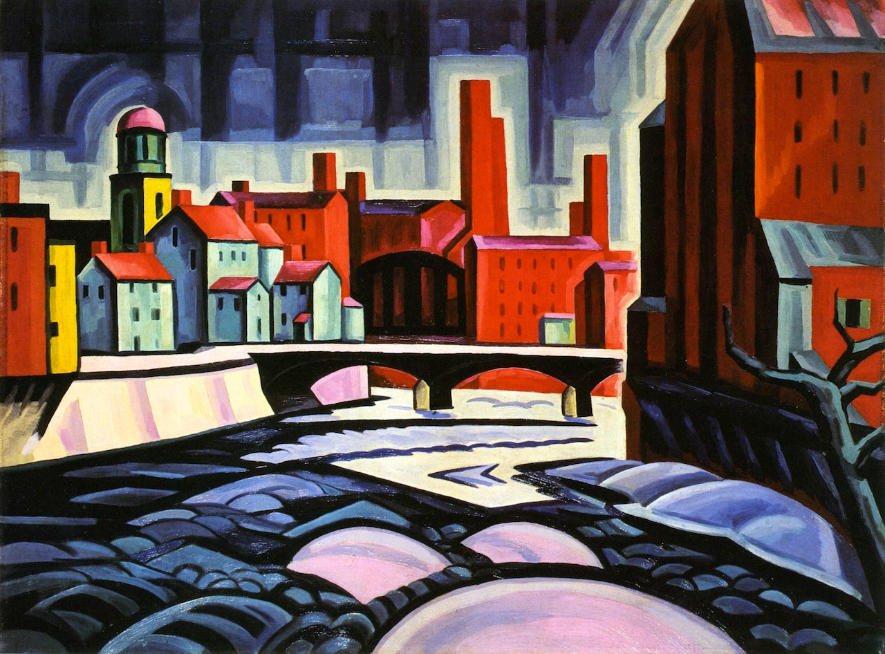 Expression of a Silktown, New Jersey(Paterson Centre), vintage artwork by Oscar Bluemner, 12x8" (A4) Poster