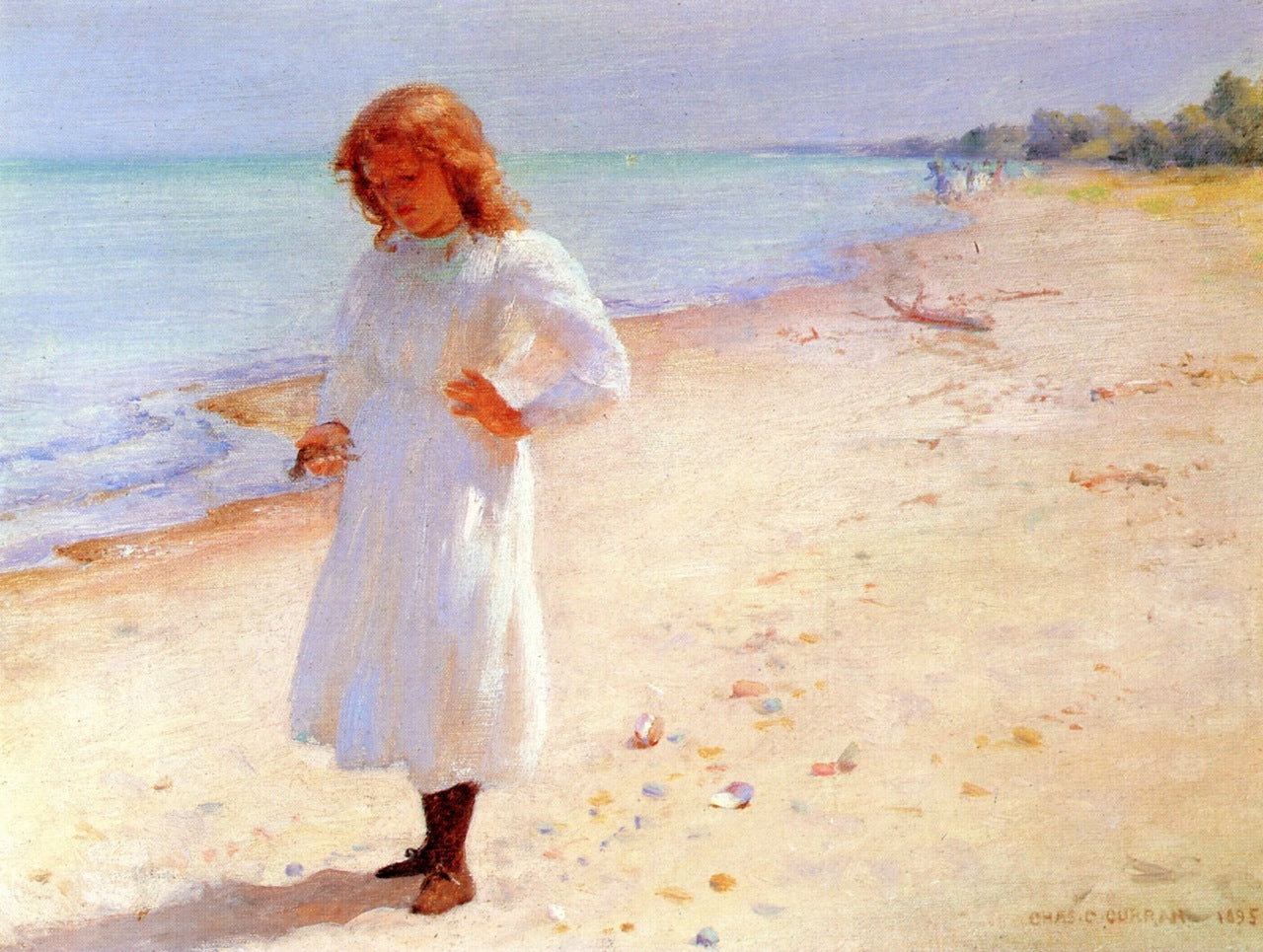 Collecting Seashells, vintage artwork by Charles Courtney Curran, 12x8" (A4) Poster