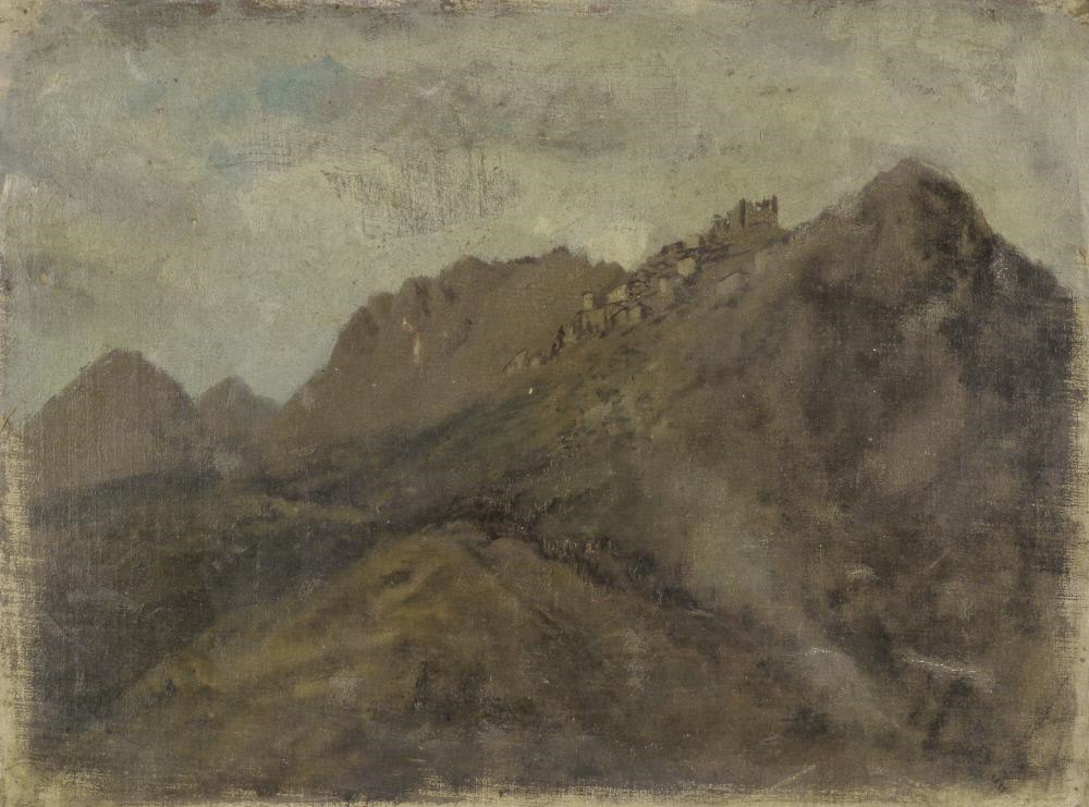 Hillside Fort, Tuscany, vintage artwork by Carl Gutherz, 12x8" (A4) Poster