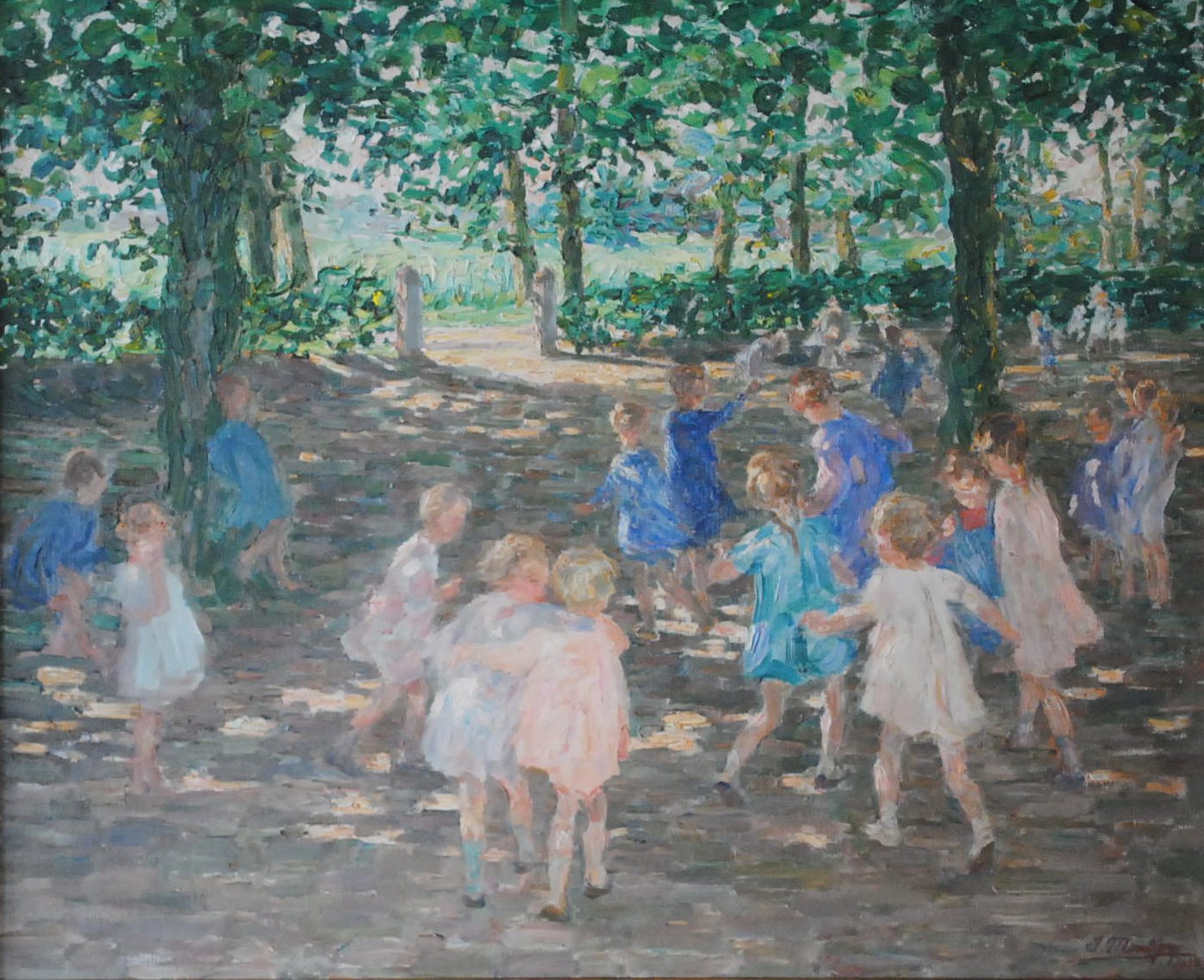 Playing Children, vintage artwork by Jenny Montigny, 12x8" (A4) Poster