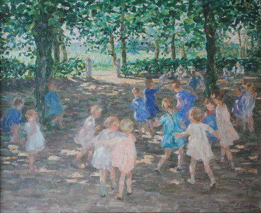 Playing Children, vintage artwork by Jenny Montigny, 12x8" (A4) Poster