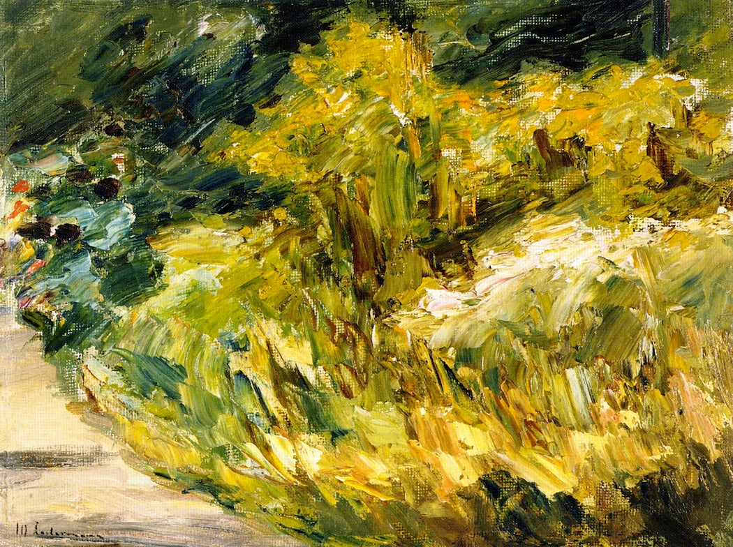 Flowers at the Gardener's House toward the Northwest (sketch), vintage artwork by Max Liebermann, 12x8" (A4) Poster