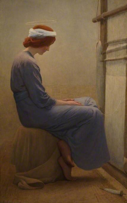 Mary at the Loom by William Henry Margetson,A3(16x12")Poster