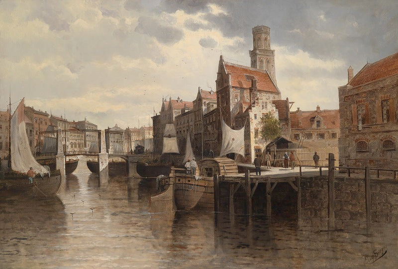 View of Rotterdam, vintage artwork by August von Siegen, 12x8" (A4) Poster