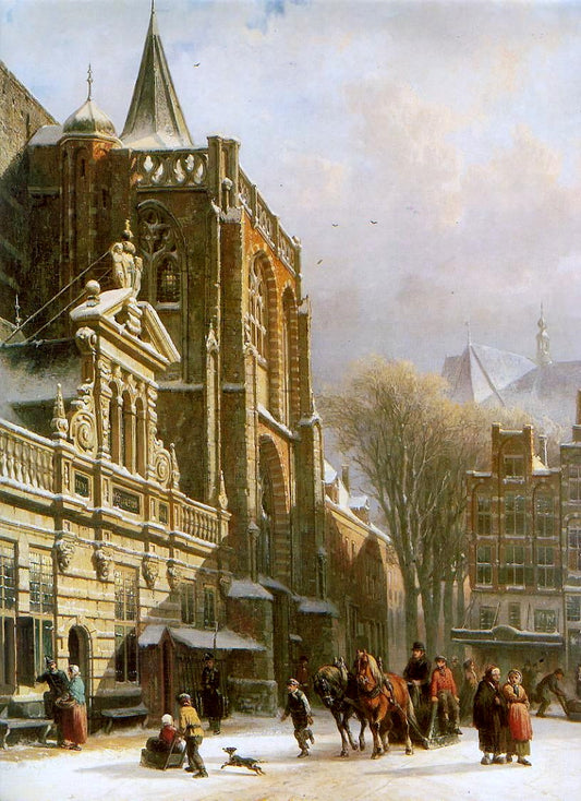 Grote of Sint-Michaëlskerk in Zwolle, vintage artwork by Cornelis Springer, A3 (16x12") Poster Print