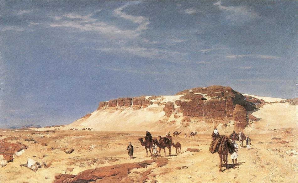 In the Sinai Desert, vintage artwork by Eugen Felix Prosper Bracht, 12x8" (A4) Poster