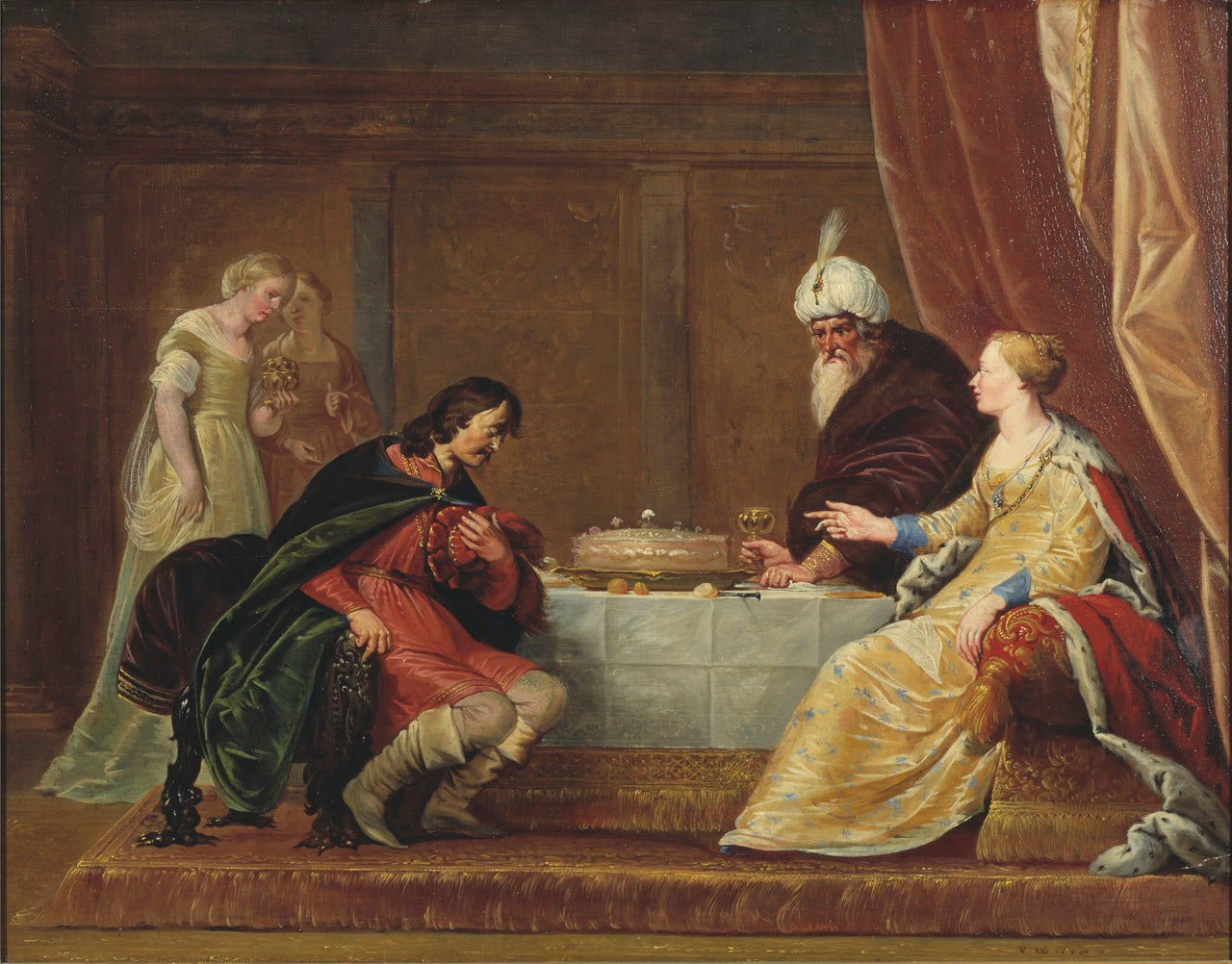 Esther, Ahasuerus and Haman, vintage artwork by Pieter Fransz. de Grebber, 12x8" (A4) Poster
