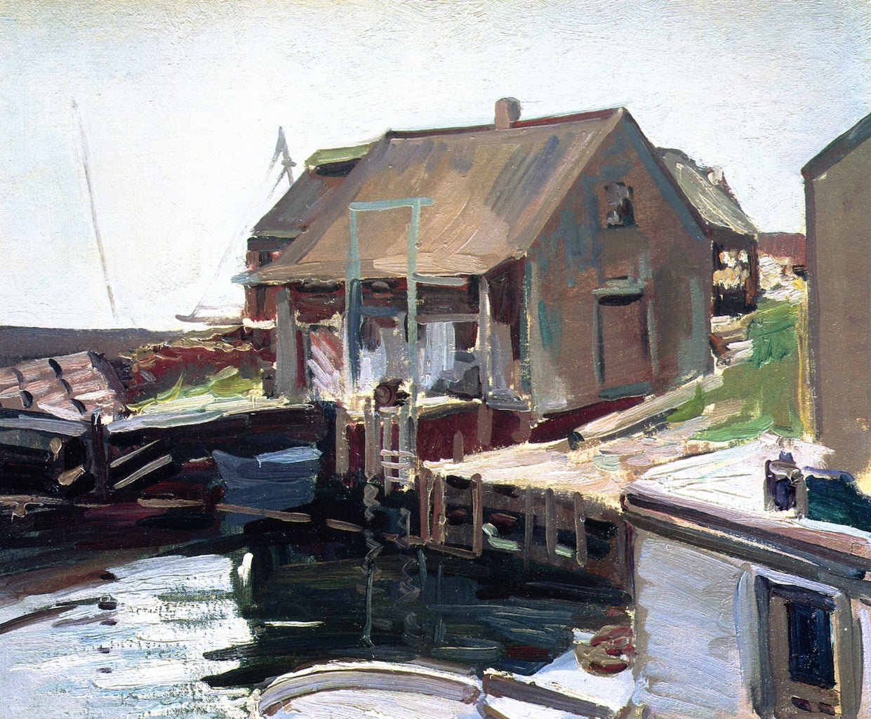 Booth Bay Dock, vintage artwork by Abraham J. Bogdanove, 12x8" (A4) Poster