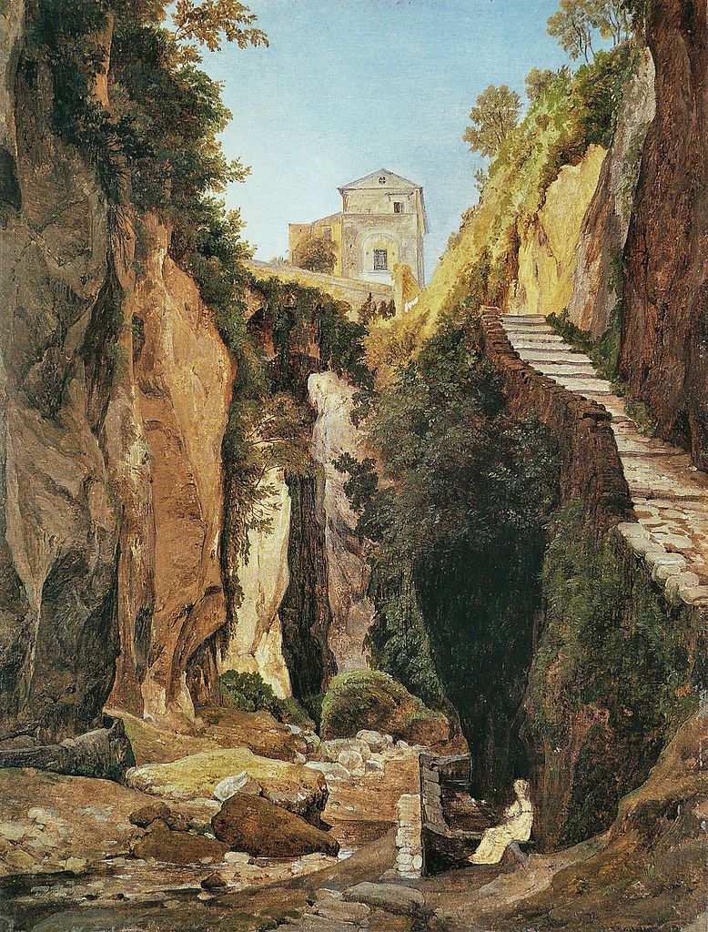 A Ravine in Sorrento, vintage artwork by Heinrich Carl Reinhold, 12x8" (A4) Poster