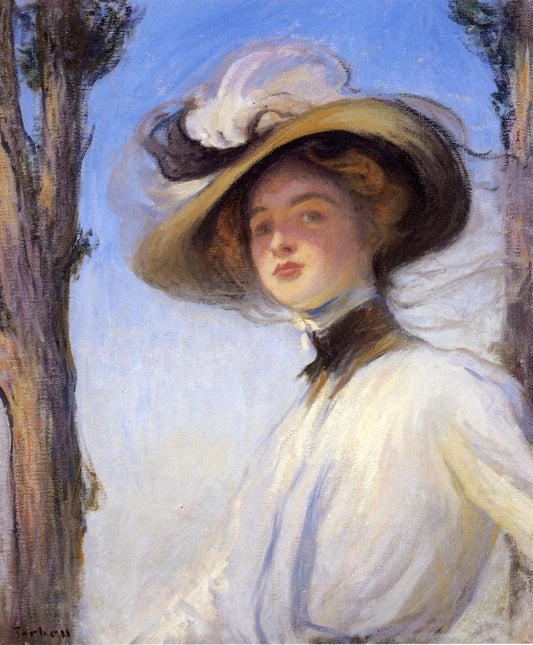 The Picture Hat, vintage artwork by Edmund Tarbell, 12x8" (A4) Poster