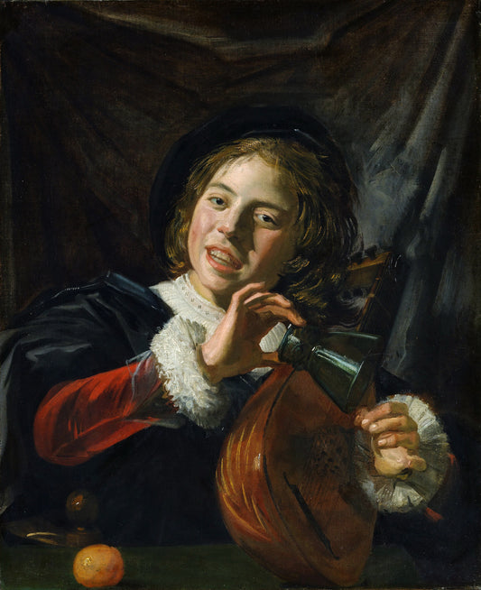 Boy with a Lute, vintage artwork by Frans Hals, 12x8" (A4) Poster