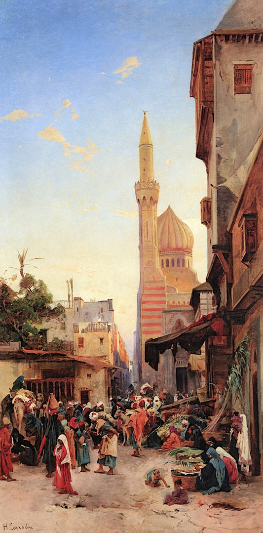 A Market in Cairo, vintage artwork by Hermann David Solomon Corrodi, 12x8" (A4) Poster