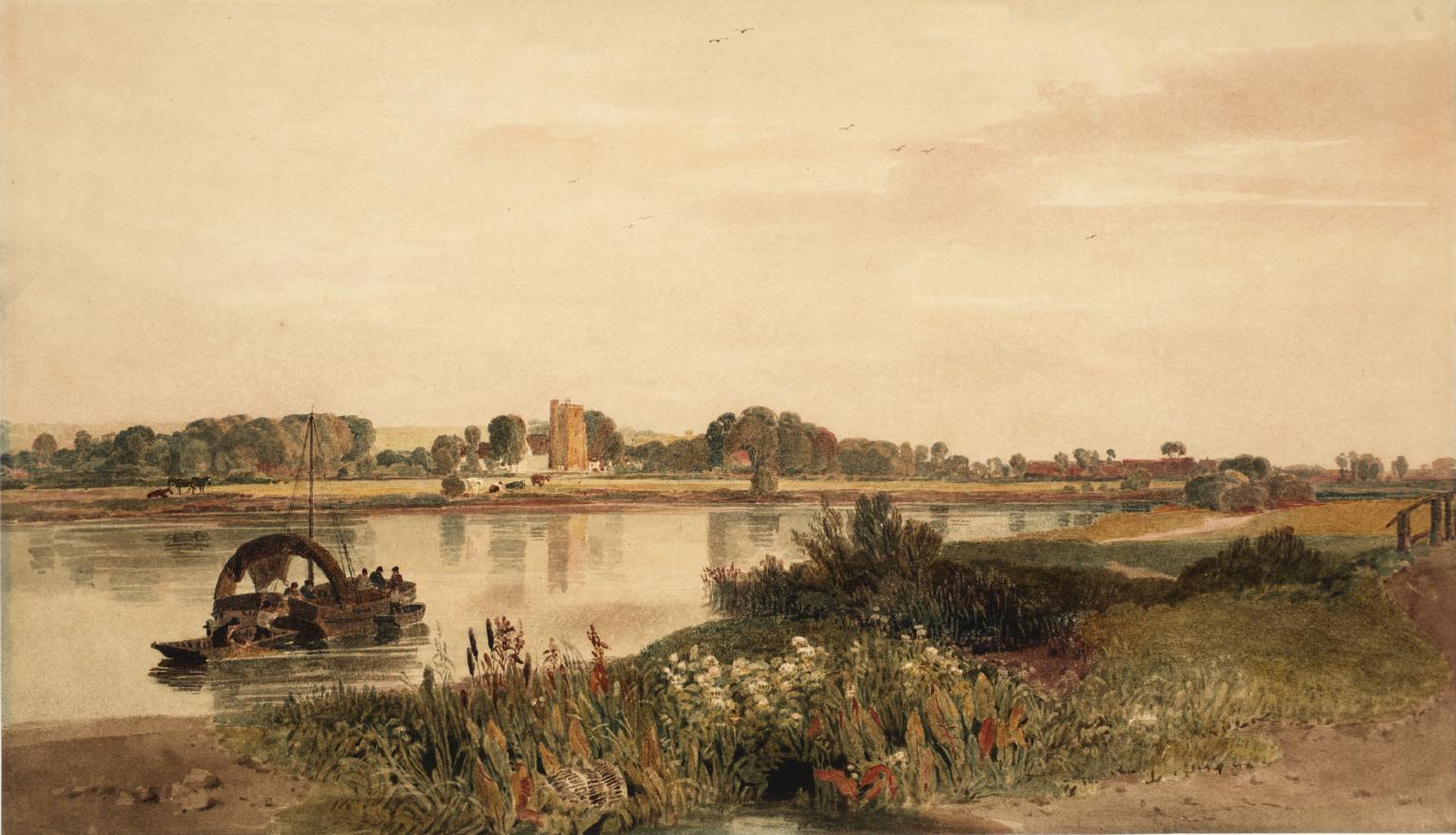 Bray on Thames from the Towing Path, vintage artwork by Peter de Wint, 12x8" (A4) Poster