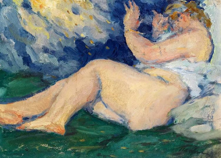 Danaë and the Shower of Gold, vintage artwork by Leonid Osipovich Pasternak, 12x8" (A4) Poster