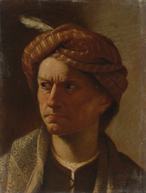 Portrait of a Man with a Turban, vintage artwork by Pietro Paolini, 12x8" (A4) Poster
