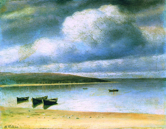 Boats by  the Shore, vintage artwork by Mikhail Konstantinovich Klodt, 12x8" (A4) Poster